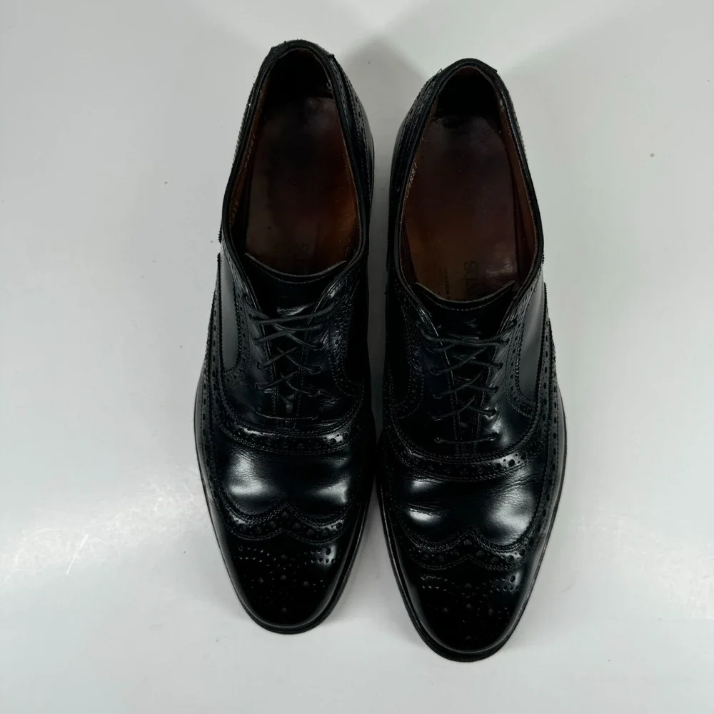 Allen Edmonds McAllister Men's 9.5C Black Leather Wingtip Oxford Dress Shoe 6215